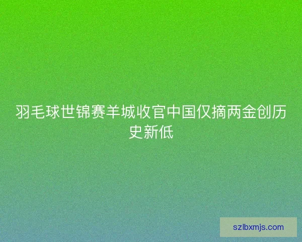 羽毛球世锦赛羊城收官中国仅摘两金创历史新低